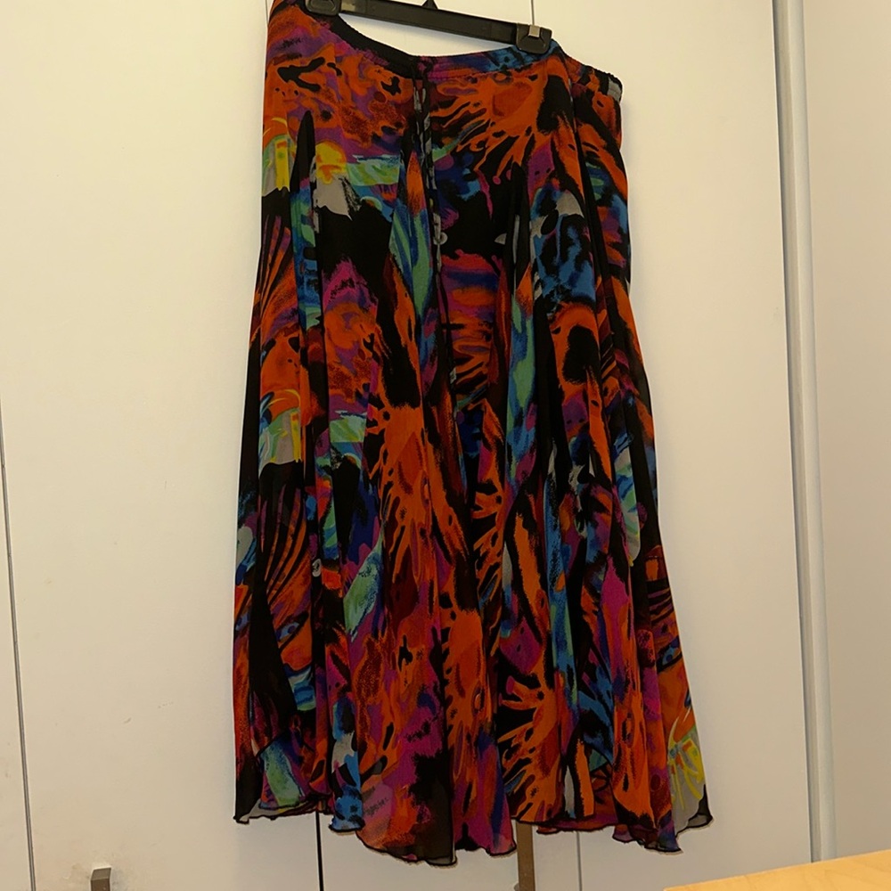 Sandy stark colorful pattern fun full length skirt - XL